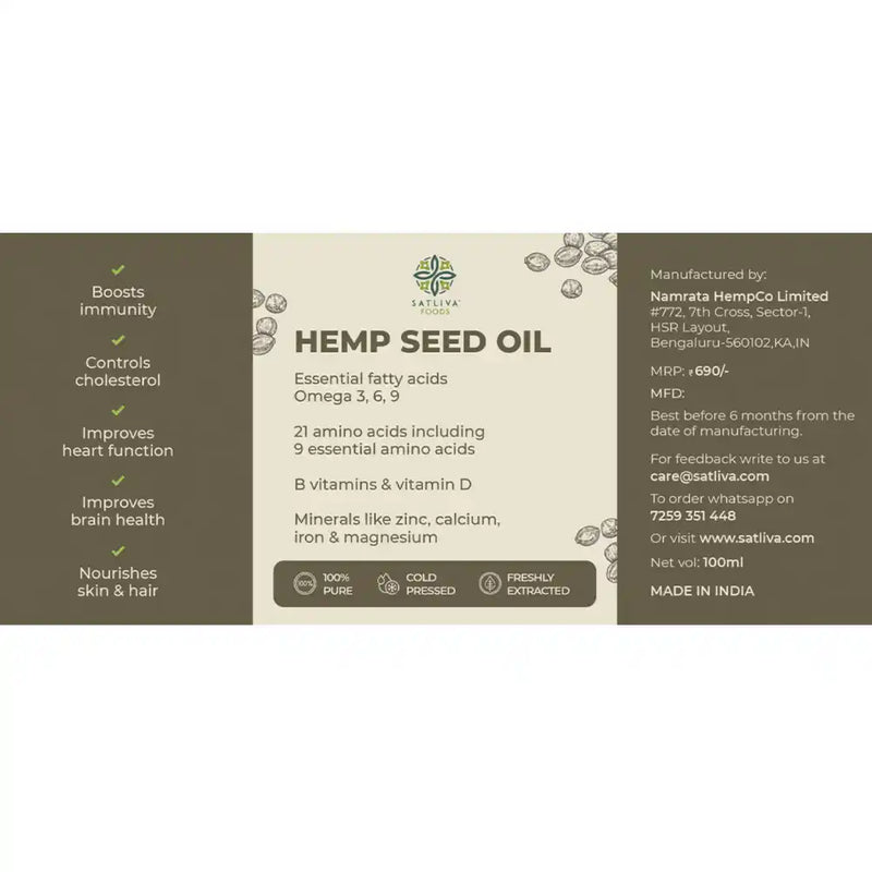 Hemp Seed Oil (100 Ml)  on satliva.com