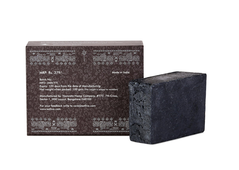Hemp with Shea Butter and Activated Charcoal Body Soap Bar - Reduces acne, blackheads & removes dead cells