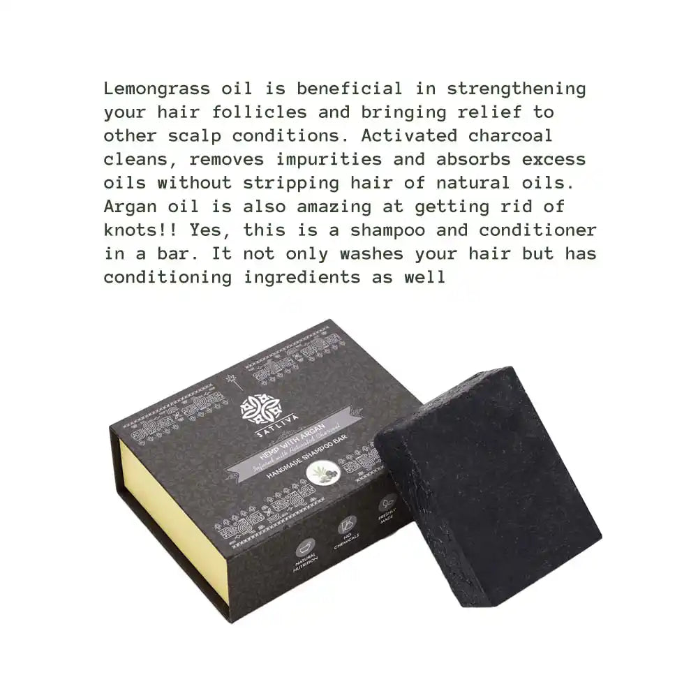 Hemp with Argan and Activated Charcoal Shampoo Bar on satliva.com