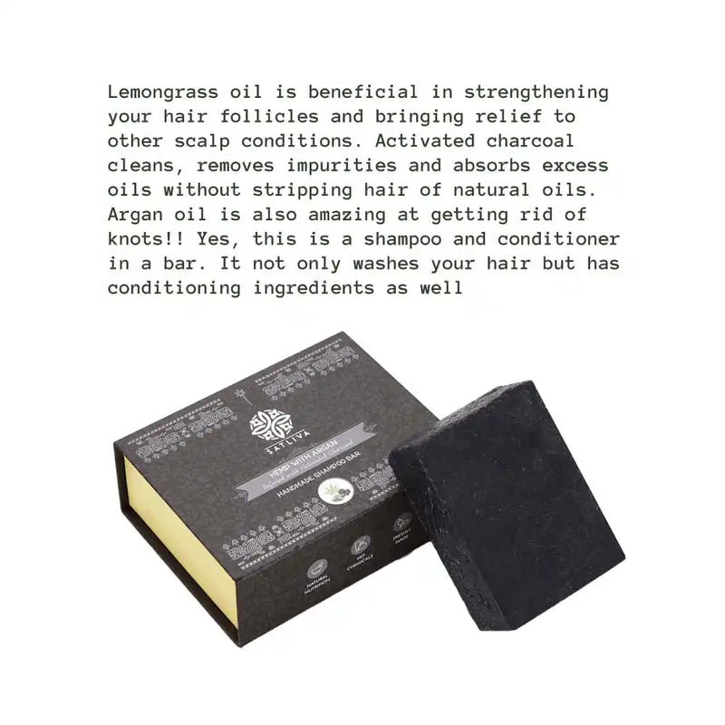 Hemp with Argan and Activated Charcoal Shampoo Bar on satliva.com