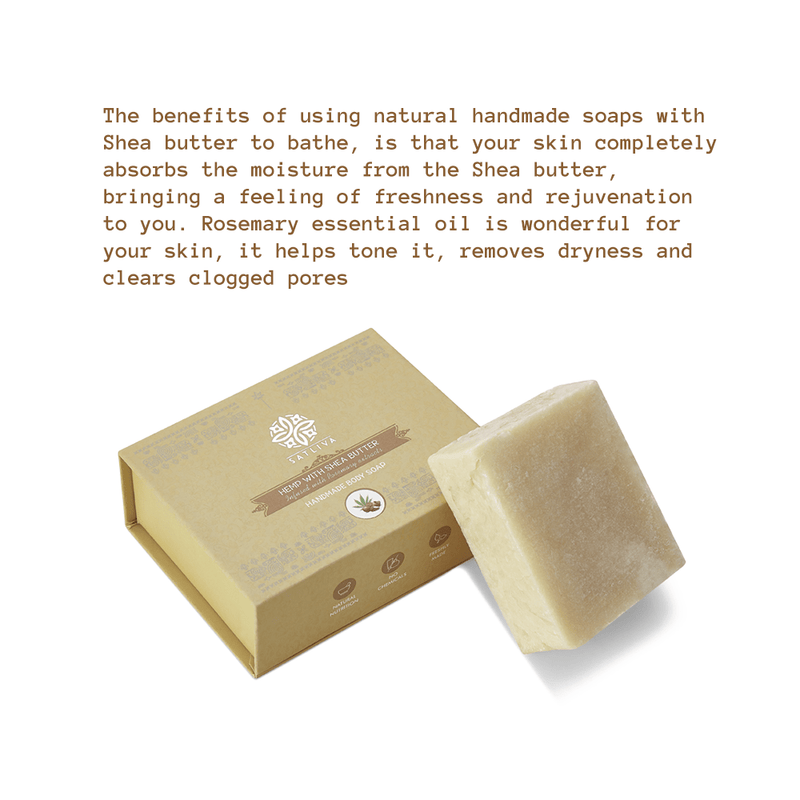 Hemp with Shea Butter Body Soap Bar - Tones skin, controls dryness & clears clogged pores