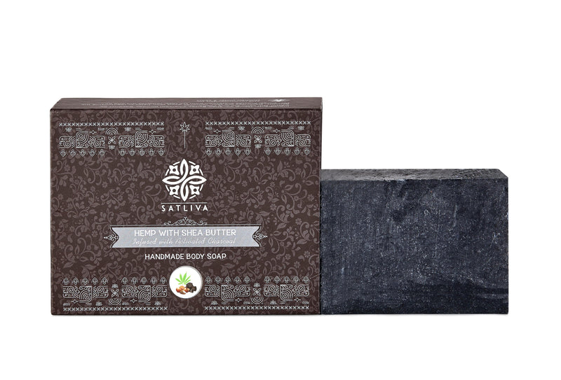 Hemp with Shea Butter and Activated Charcoal Body Soap Bar - Reduces acne, blackheads & removes dead cells